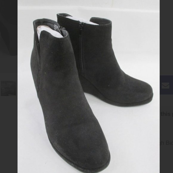 NIB Rampage Suede Black Wedge Booties 9M - Picture 2 of 6